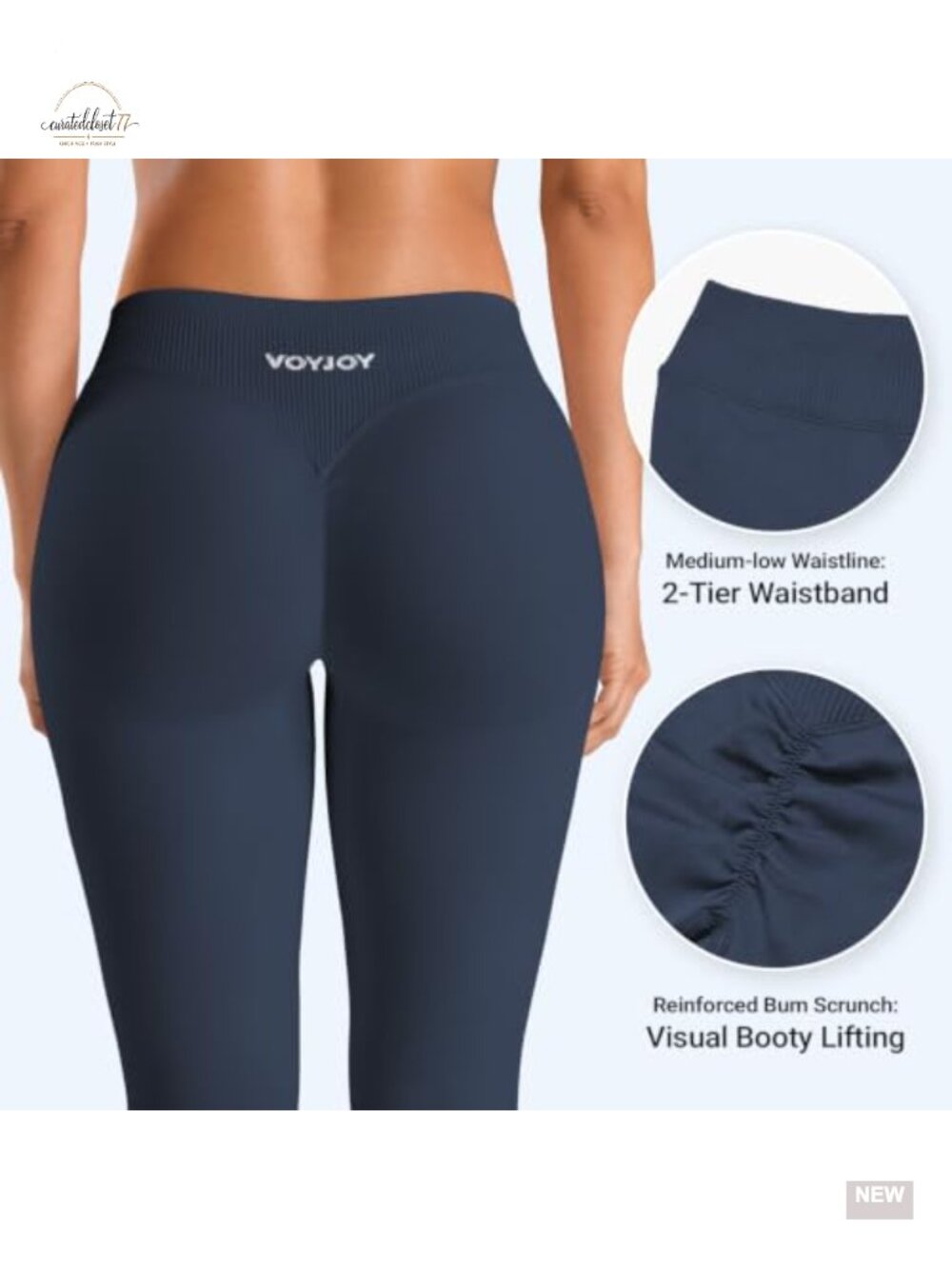 Seamless Low Rise Butt Lifting Workout Leggings 24" - Picture 2 of 6